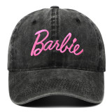 Barbie Ken Barbie Pink Vintage Wash Baseball Hat Cute Embroidery Curved Eaves Duck Tongue Hat