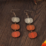 Three color pumpkin earrings Thanksgiving Double sided wooden earrings