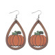 Autumn Thanksgiving Pumpkin Earrings Cute Hollow Droplets Double sided Wooden Earrings