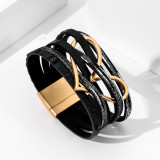 Christmas Valentine's Day Bohemian Love Alloy Magnet Buckle Multi layered Leather Bracelet
