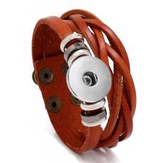 Minimalist geometric beaded woven leather punk bracelet fit 20MM Snaps button jewelry wholesale