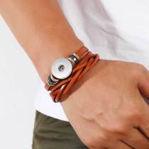 Minimalist geometric beaded woven leather punk bracelet fit 20MM Snaps button jewelry wholesale