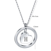 Stainless Steel 26 Letter Round Hollow Love Necklace