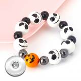 Halloween Pumpkin Ghost  Wood Bead Elastic Bracelet fit  20MM Snaps button  wholesale