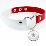 PU leather love heart shaped collar with collarbone necklace short style fit  20MM Snaps button jewelry wholesale