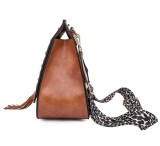 Vintage shoulder bag with tassel leopard print shoulder strap small bag