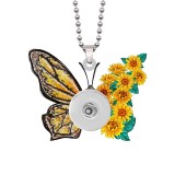 Animal Butterfly Flower Sunflower Acrylic 60CM Necklace Pendant  20MM Snaps button jewelry wholesale