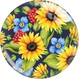 20MM Thanksgiving sunflower Print glass snaps buttons  DIY jewelry