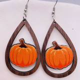 Autumn Thanksgiving Halloween Wooden Earrings Pumpkin Turkey Car Water Drop Pendant Earrings