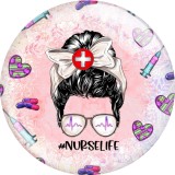 20MM Nurse Print glass snaps buttons  DIY jewelry