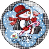 20MM Christmas Snowman Print glass snaps buttons  DIY jewelry