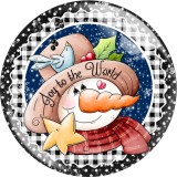 20MM Christmas Snowman Print glass snaps buttons  DIY jewelry