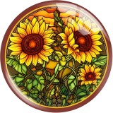 20MM  sunflower Print glass snaps buttons  DIY jewelry