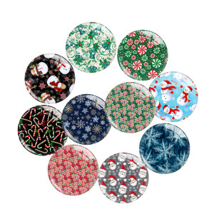 20MM Christmas Print glass snaps buttons  DIY jewelry