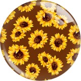 Painted metal 20mm snap buttons   sunflower Print