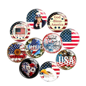 20MM American Flag Print glass snaps buttons  DIY jewelry