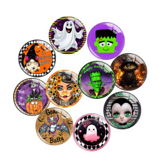 Painted metal 20mm snap buttons  Halloween Print