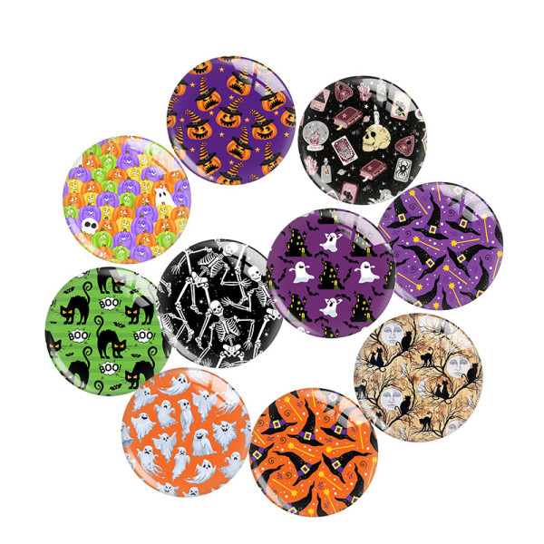 Painted metal 20mm snap buttons  Halloween Print