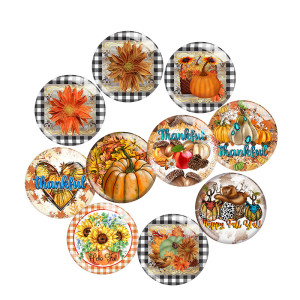 Painted metal 20mm snap buttons  Thanksgiving  Print