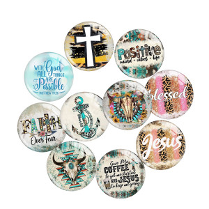 Painted metal 20mm snap buttons  mom blessed cross Print