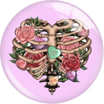 Painted metal 20mm snap buttons  Pink Ribbon Print