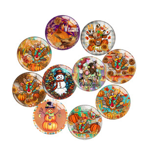 Painted metal 20mm snap buttons  Thanksgiving  Print