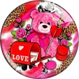 Painted metal 20mm snap buttons  Valentine's Day Love Print
