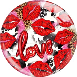 Painted metal 20mm snap buttons  Valentine's Day Love Print