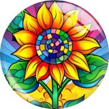 Painted metal 20mm snap buttons   sunflower Print