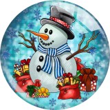 Painted metal 20mm snap buttons  Christmas Snowman Print