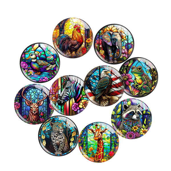 20MM  animal Print glass snaps buttons  DIY jewelry