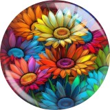 Painted metal 20mm snap buttons   sunflower Print