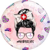 Painted metal 20mm snap buttons  Nurse Print