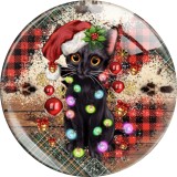 Painted metal 20mm snap buttons  Christmas Print