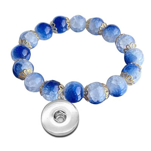 Natural Stone Elastic Bracelet fit 20MM  Snaps button jewelry wholesale