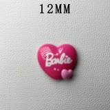 12MM Bright Barbie Pink Girls' High Heels Bow DIY Resin snap button charms