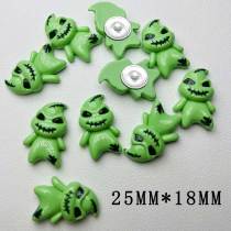 20MM Halloween Green Ghost  Resin snap button charms