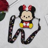 Children's Bag Mickey Minnie Children's Cute Cartoon Student Shoulder Bag Gift Silicone Bag fit 20MM Snaps button jewelry wholesale