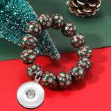 Christmas  Wood Bead Elastic Bracelet fit  20MM Snaps button  wholesale
