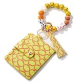 American Flag Baseball Softball Wooden Beads Keychain Card Bag Silicone Beads Hand Chain Keychain PU Tassel Card Bag