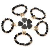 Love black leopard print silicone bead bracelet keychain MAMA letter bag pendant