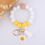 Sunflower Love Keychain Pendant Beaded Tassel Silicone Bracelet