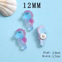 12MM Seahorse fish, marine organisms Resin snap button charms