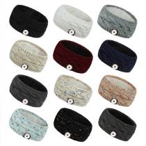 12 color autumn and winter plush knitted hair band with sports headband and ear protection fit 20MM Snaps button jewelry wholesale