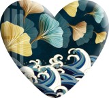 Ginkgo leaf Love pattern Heart Photo Resin snap button charms   fit 18mm snap jewelry