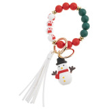 Christmas Silicone Bracelet Keychain Santa Claus Elk Snowman Accessories Bag Pendant Beaded Bracelet