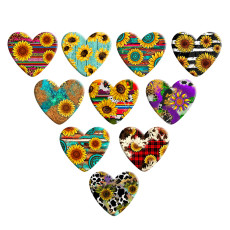 Sunflower Love pattern Heart Photo Resin snap button charms   fit 18mm snap jewelry
