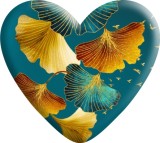 Ginkgo leaf Love pattern Heart Photo Resin snap button charms   fit 18mm snap jewelry