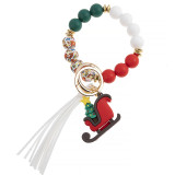 Christmas Silicone Bracelet Keychain Santa Claus Elk Snowman Accessories Bag Pendant Beaded Bracelet