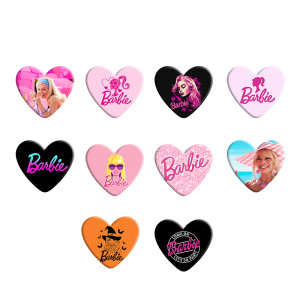 Barbie Love pattern Heart Photo Resin snap button charms   fit 18mm snap jewelry